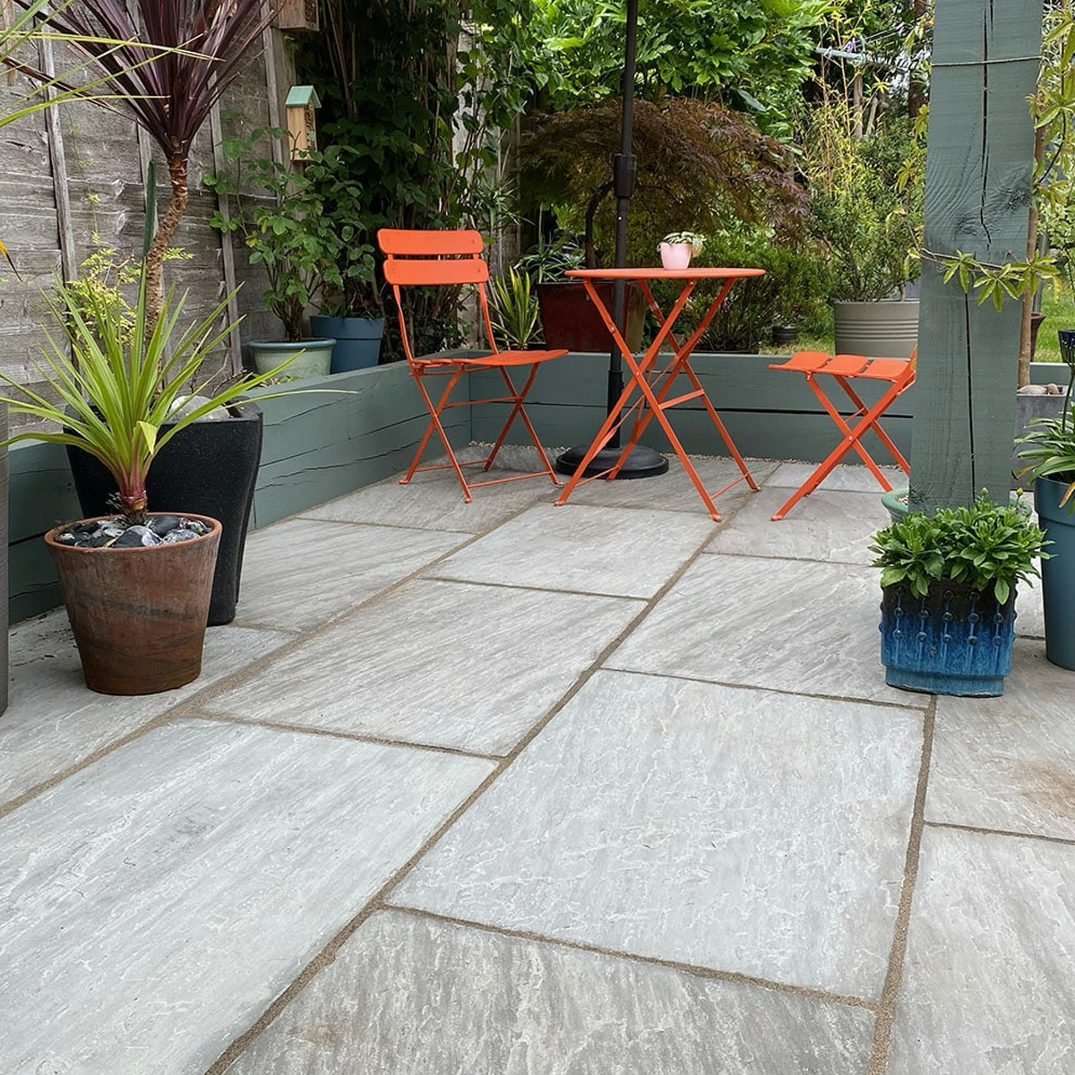 Kandla Grey Indian Sandstone Paving Slabs - Tumbled - 600x600 - 22mm